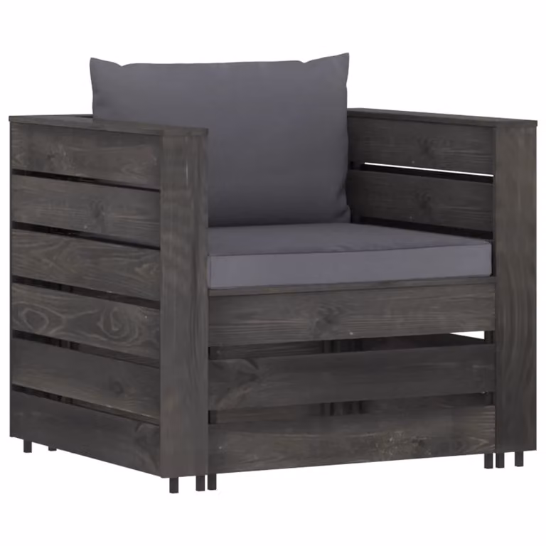 set da giardino 2 pezzi con cuscini Legno impregnato grigio
