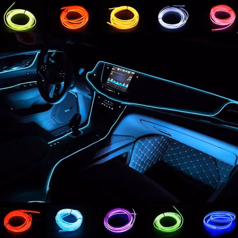 Kit di luci EL Draht, 5 metri, colore blu ghiaccio, flessibile, impermeabile, ideale per decorazioni e campeggio
