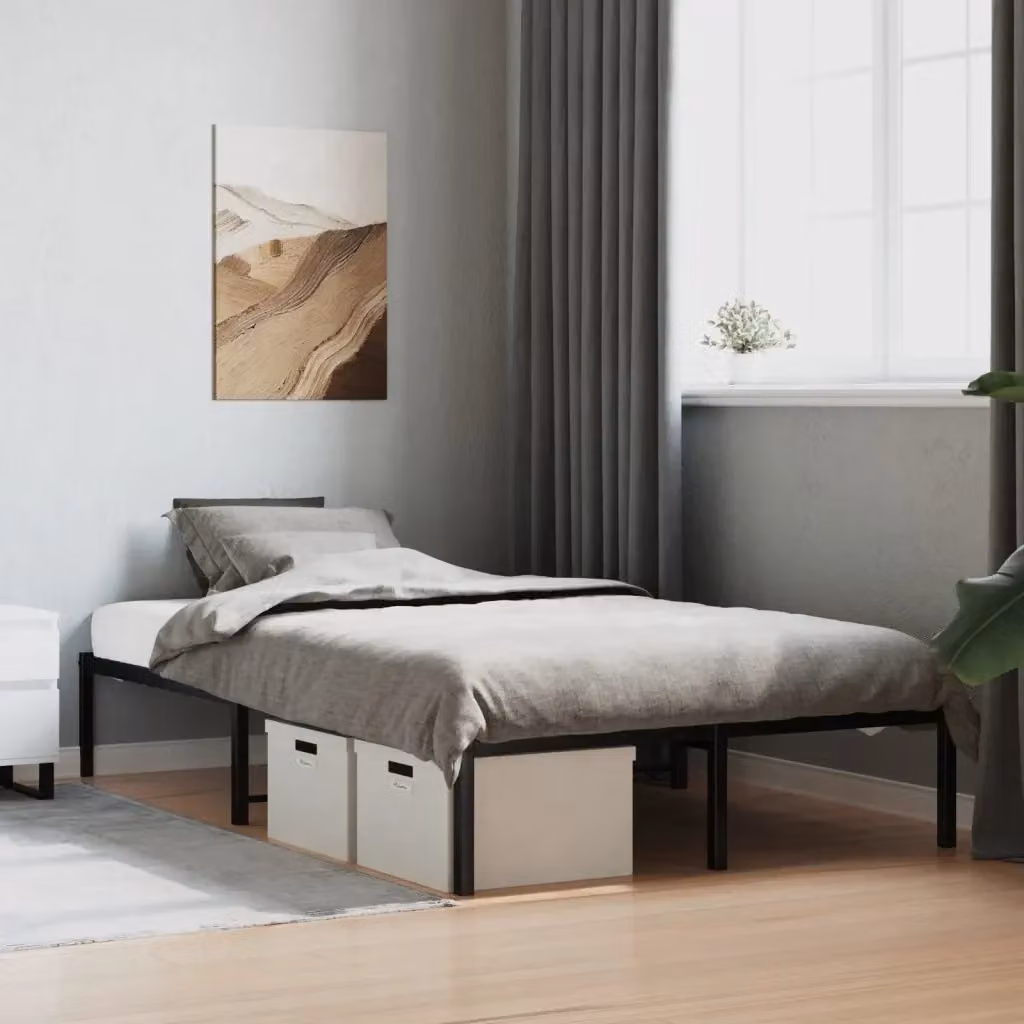 Letto matrimoniale per adulti con struttura in metallo nero L/P/H: 120 x 200 x 31 cm – 2