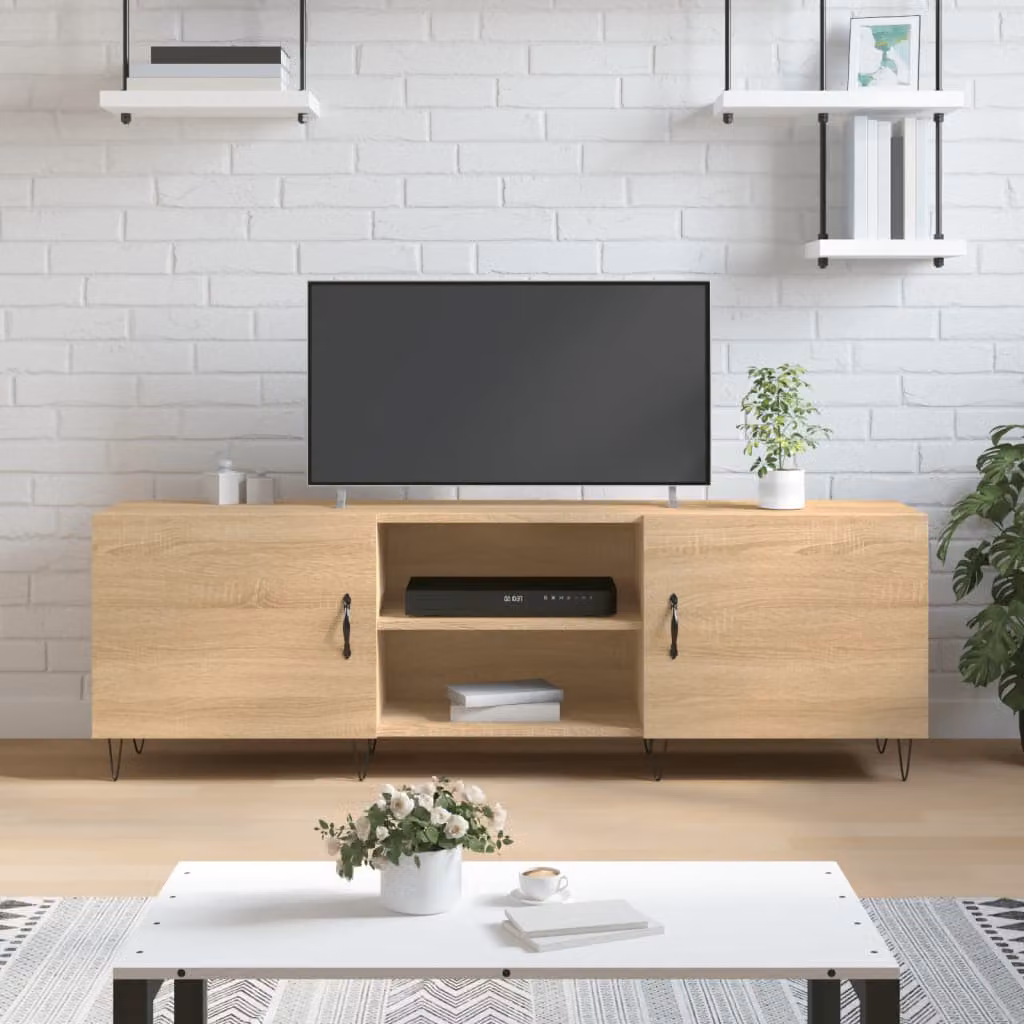 Mobile Porta TV vidaXL Rovere Sonoma in Legno e Metallo, L 150 x P 30 x H 50 cm, Marrone