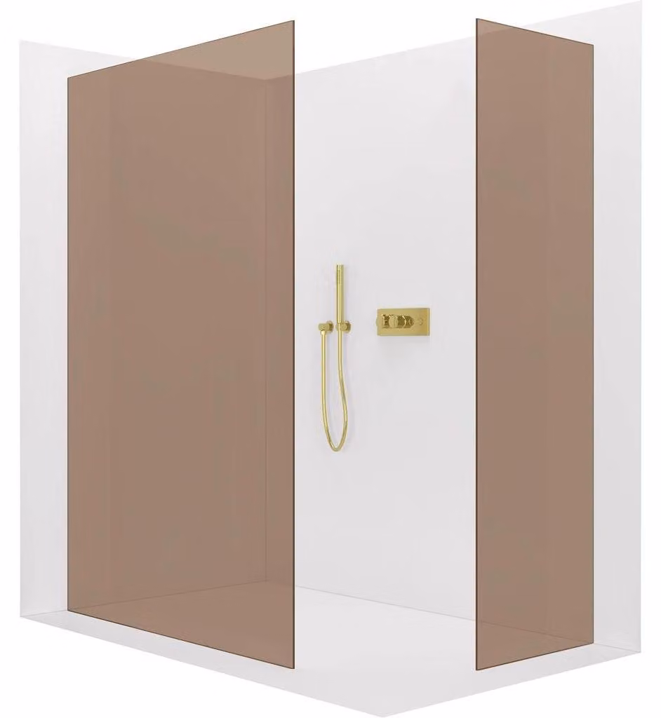 CERANO - Box doccia Walk-in Crystal T L/P - 8 mm - sistema senza montanti - vetro dorato e bronzo - 60x60x200 cm