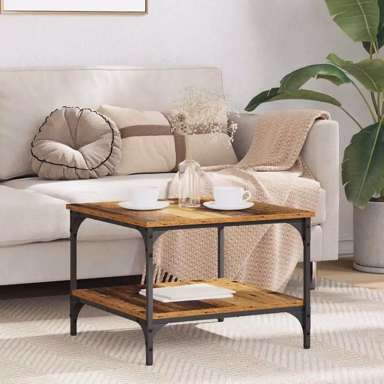 vidaXL Tavolino da salotto in stile industriale marrone L/P/H: 55 x 55 x 40 cm