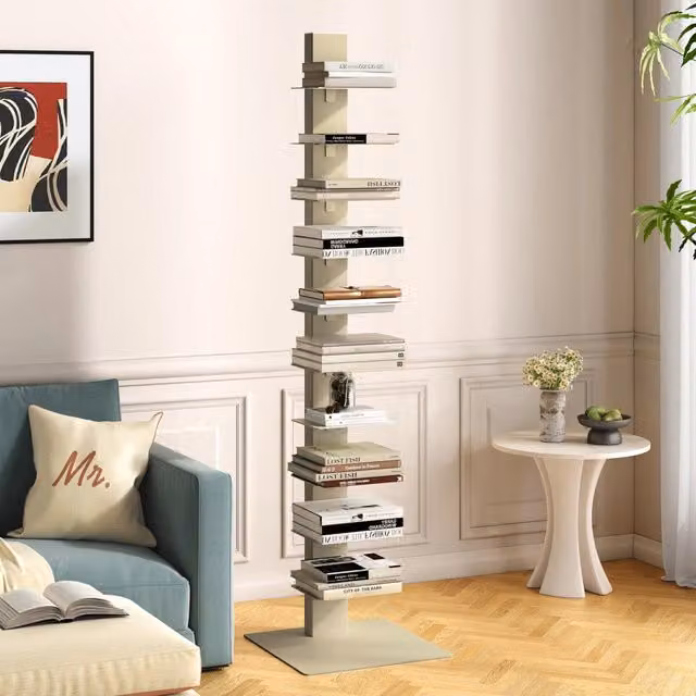 Libreria a schienale aperto Eksjö en.casa con 10 ripiani in metallo color cammello H: 150 cm, L: 39 cm, P: 39 cm