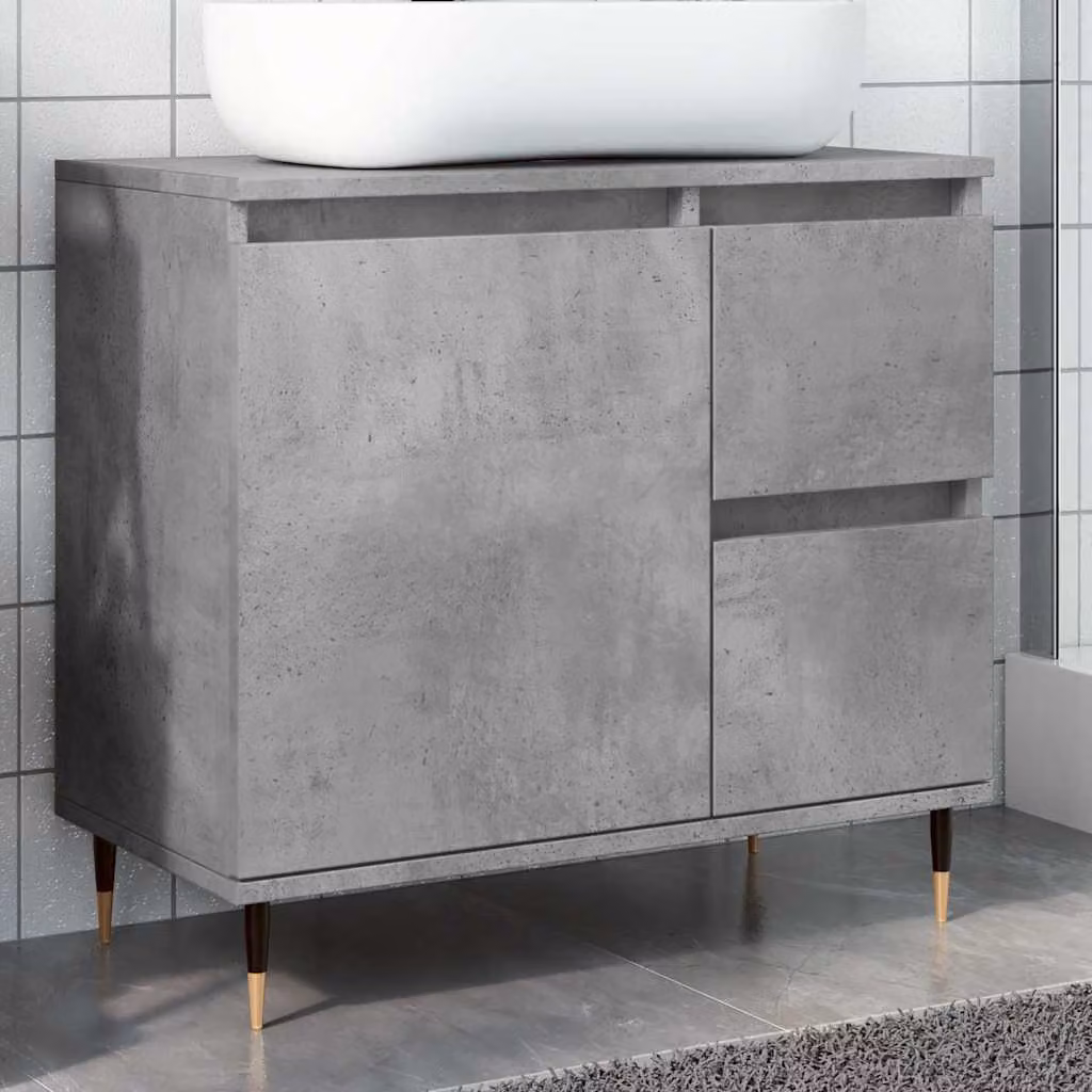 Armadietto da bagno vidaXL in stile industrial grigio con ante e cassetti, L: 65 cm, P: 33 cm, H: 60 cm
