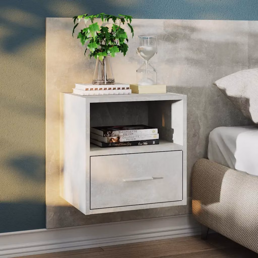 vidaXL Comodino a Muro Moderno Grigio Cemento