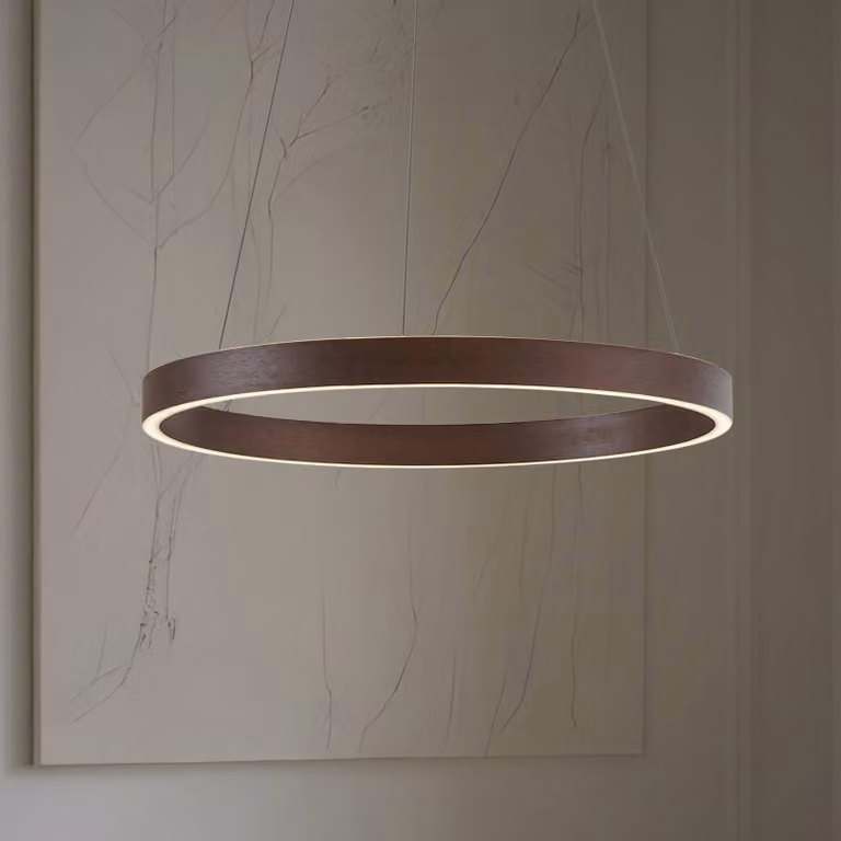 Lucande Lampada a sospensione LED Yonam, Ø 60 cm, 1 luce, marrone, CCT Yonam Lucande, dimmerabile, Marrone / Ruggine, Soggiorno / Sala da pranzo, Metallo, Moderno