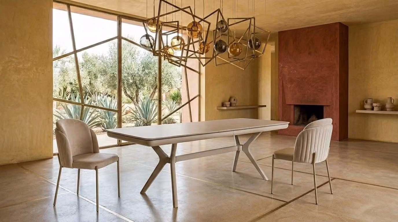 Tavolo da pranzo con 2 sedie, stile moderno, bianco, rettangolare, allungabile