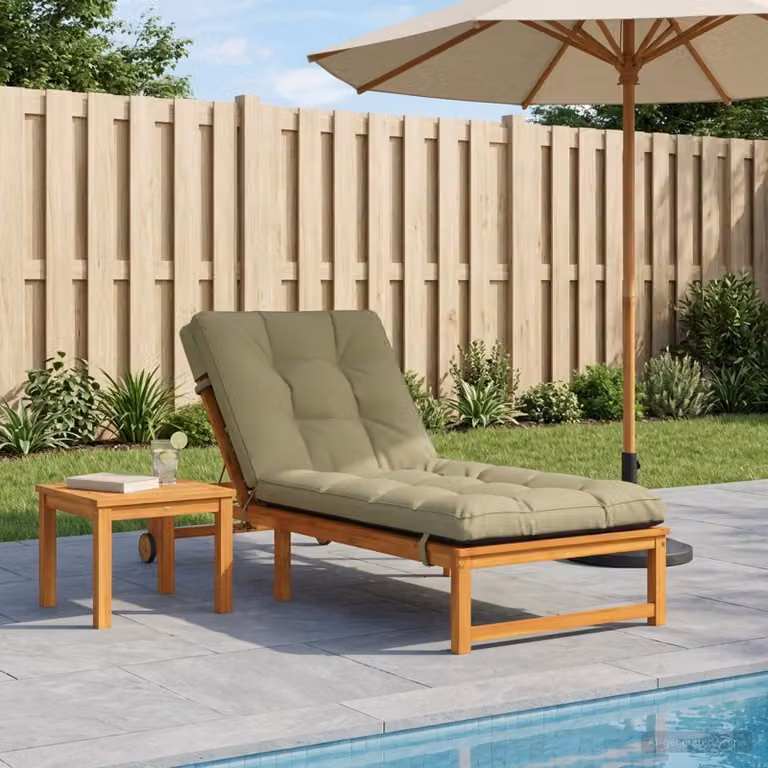 Cuscino per lettino vidaXL VIANEN in poliestere verde con rivestimento rimovibile e resistente ai raggi UV