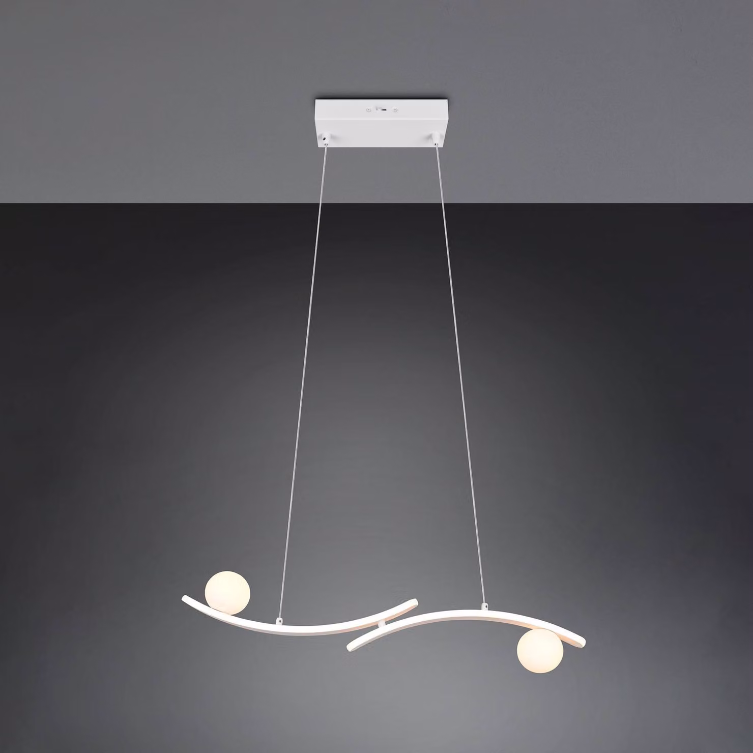 Trio Lighting Lampada a sospensione Napoli, dimmerabile, Bianco / Opale, Soggiorno / Sala da pranzo, Metallo, Moderno, Lampada a sospensione
