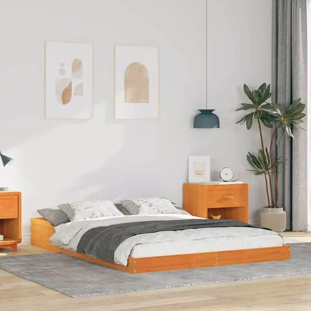 Struttura del letto moderna vidaXL in pino massello marrone cerato L/P/H: 200 x 120 x 220 cm