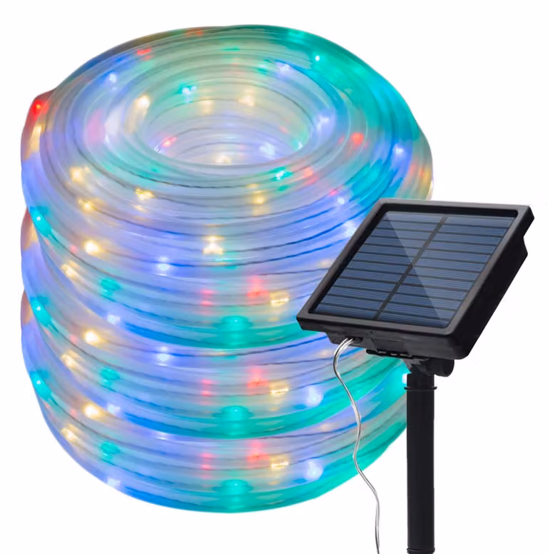 Catena luminosa solare, 72 piedi, 200 LED, filo di rame, multicolore