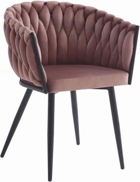 Sedia Valora MAYAN in velluto rosa con gambe in metallo nero