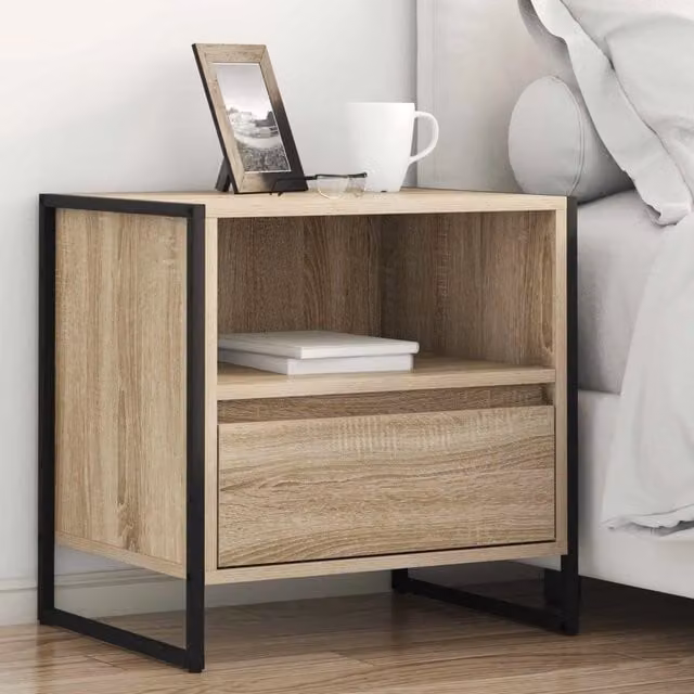 Set di 2 comodini vidaXL in stile industrial color beige con finitura opaca, L/P/H: 50 x 39,5 x 50 cm – 1