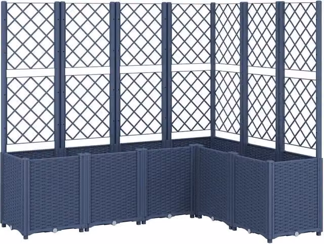 Fioriera | Cassetta per fiori | Vaso Giardino con Graticcio Grigio Blu 160x120x140 cm PP