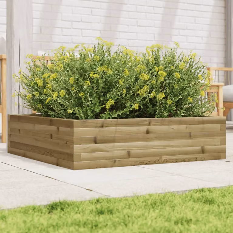 Fioriera da giardino vidaXL in legno di pino marrone L 90 cm x P 90 cm x H 23 cm