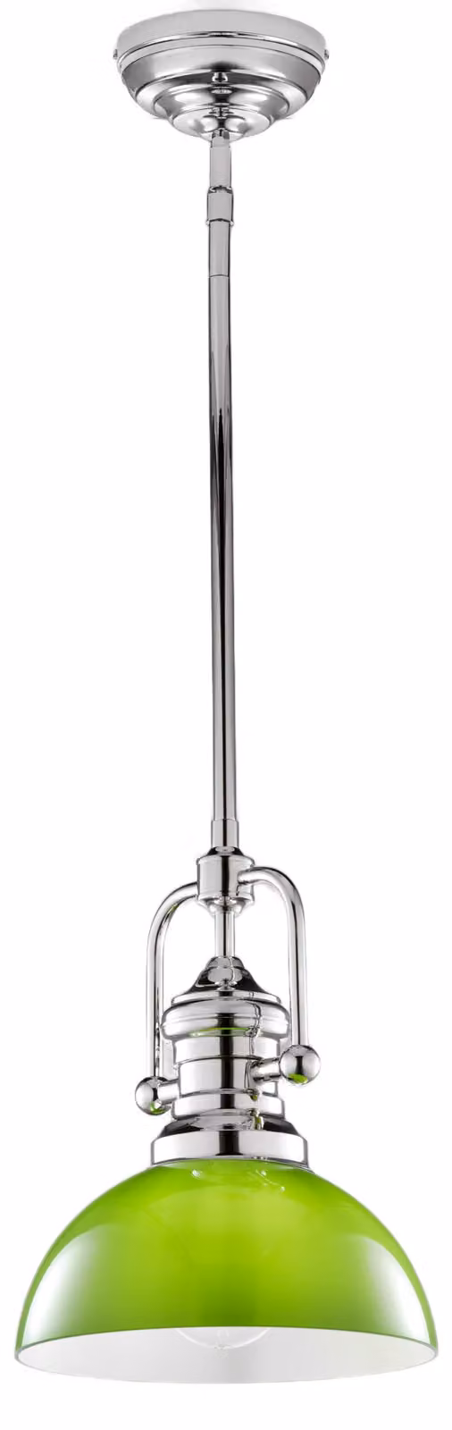 Lampada a sospensione PLATINO nichelata verde 1xE27x40W in metallo, dimensioni: 166x30,5x30,5 cm, IP20 Jupiter