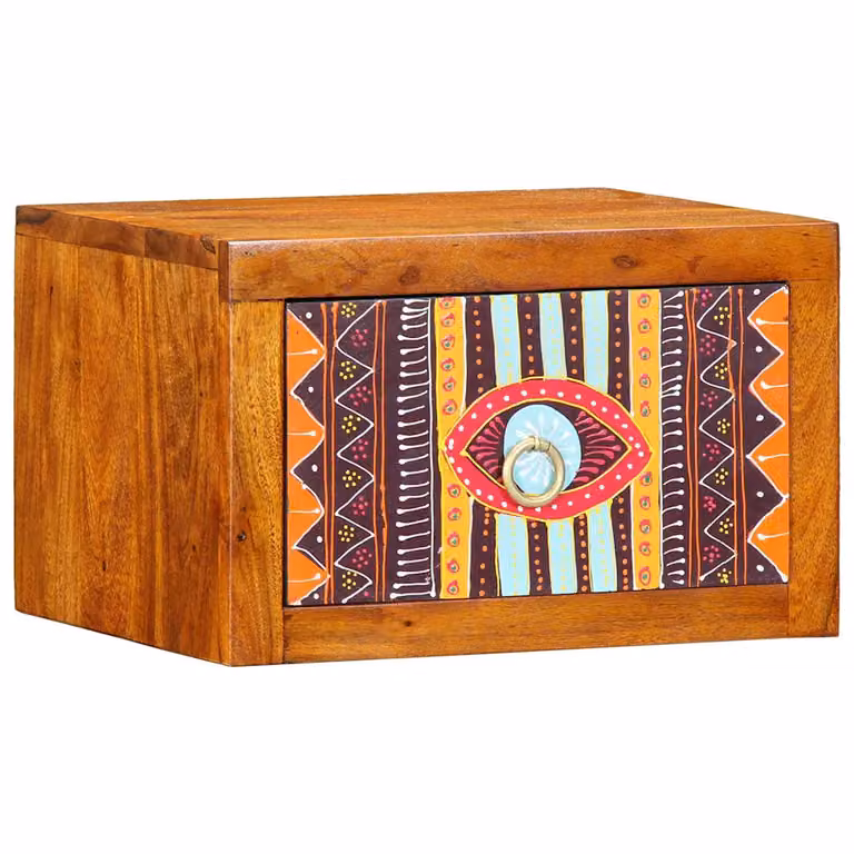 Armadio da notte vidaXL in legno di acacia marrone, stile boho, L 35 cm x P 30 cm x H 22 cm