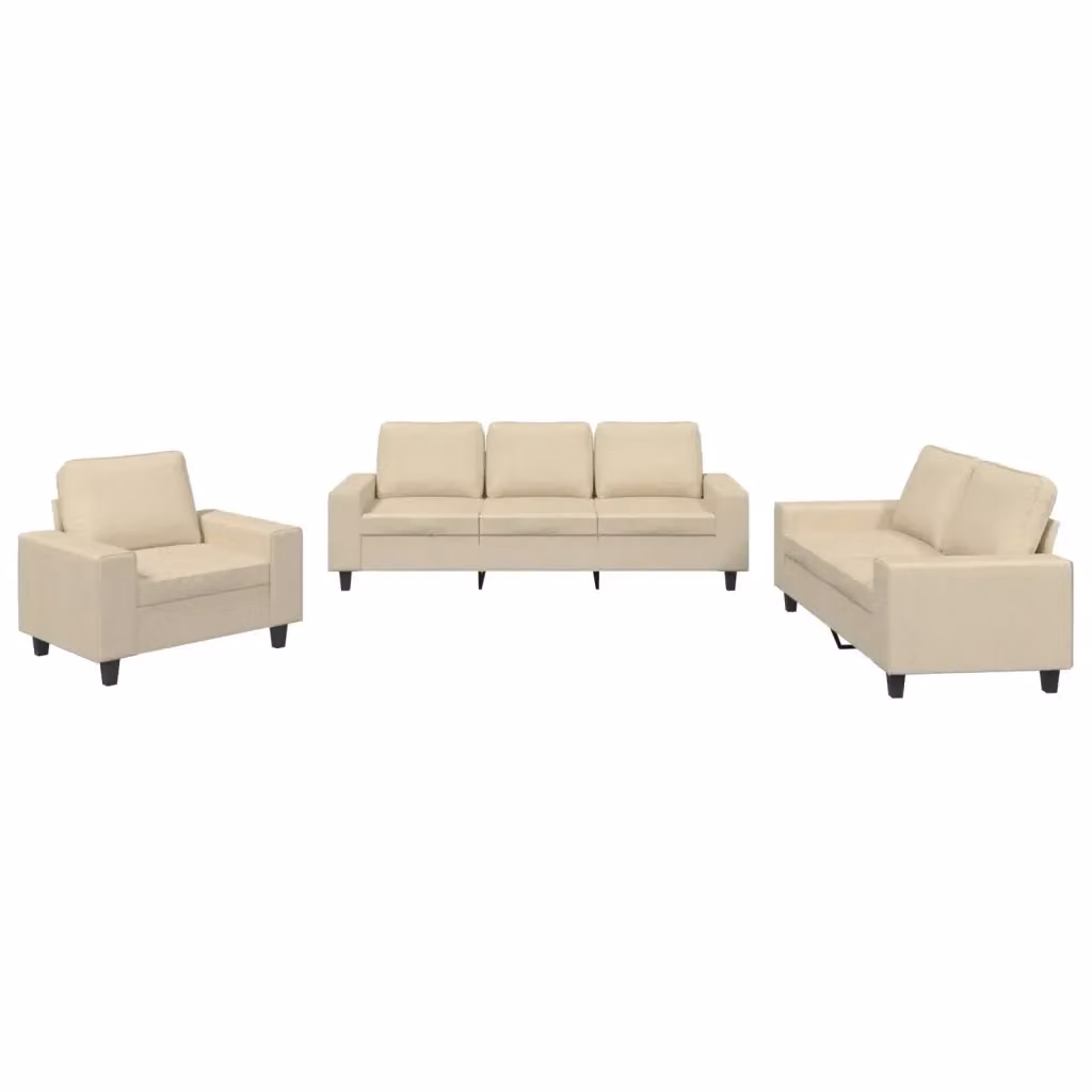 Set di divani 3 pezzi vidaXL in tessuto beige con struttura in metallo e MDF per soggiorno – 2