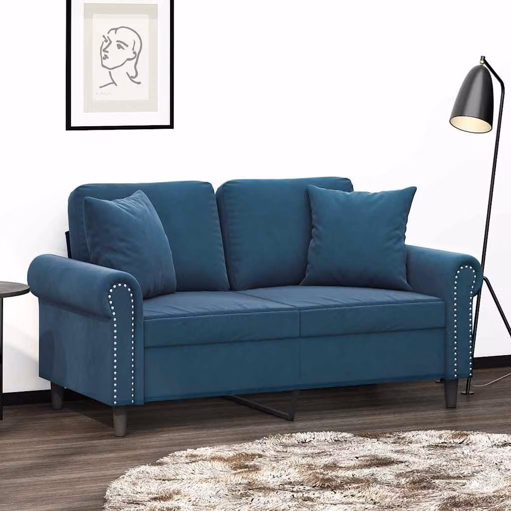 Set di 2 cuscini decorativi quadrati vidaXL in velluto blu, L 40 cm x P 40 cm