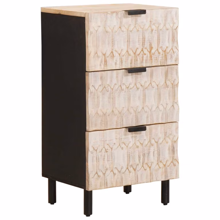 vidaXL Credenza moderna con cassetto in legno e MDF, finitura Bianco Lavato, L 40 cm x P 33 cm x H 75 cm