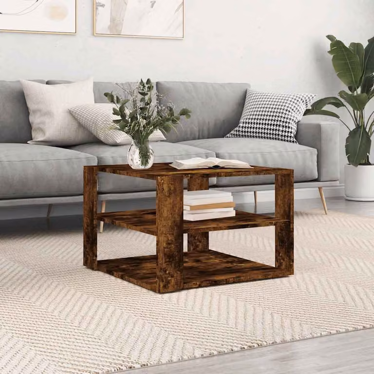Tavolino da salotto vidaXL in legno rovere fumo marrone L/P/H: 58 x 58 x 40 cm