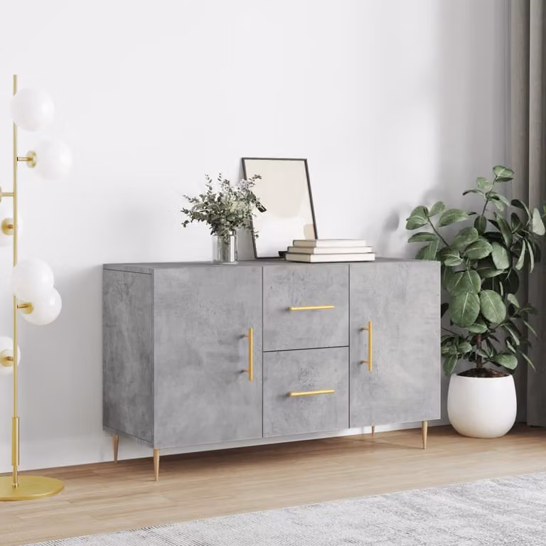 Credenza moderna vidaXL in legno e metallo, colore grigio, L 100 x P 36 x H 60 cm