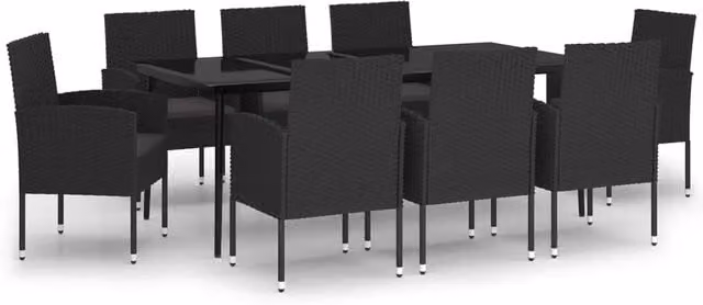 Set da pranzo da giardino Outsunny in metallo e vetro nero e grigio composto da 9 pezzi