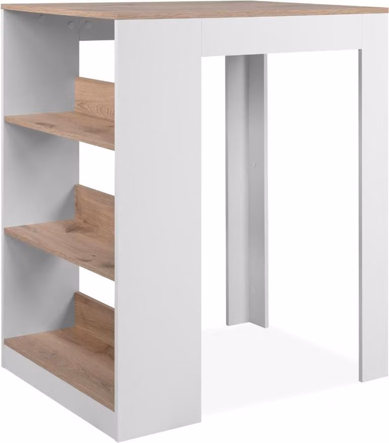 Calicosy - Tavolo da pranzo con 3 ripiani portaoggetti, finitura rovere vichingo e bianco, 92 cm - TAMPA