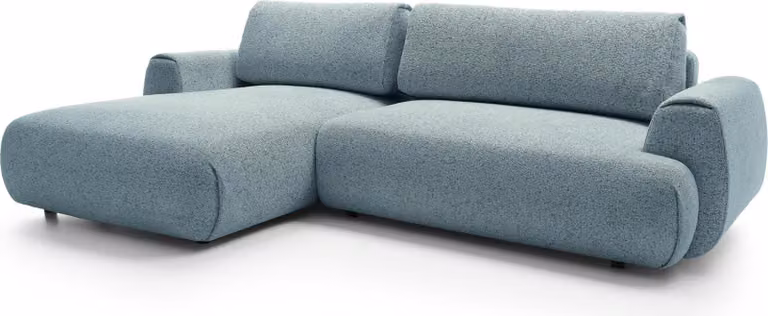 FURNLUX Divano ad angolo Borsa Blu e Nero 270cm / Colore principale: Blu / Dimensioni: 270 x 81 x 167 cm