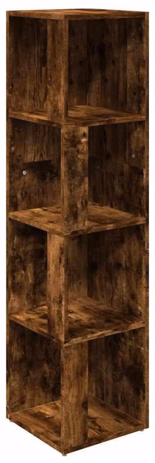 Scaffale angolare in rovere fumé 33x33x132 cm Materiale a base di legno