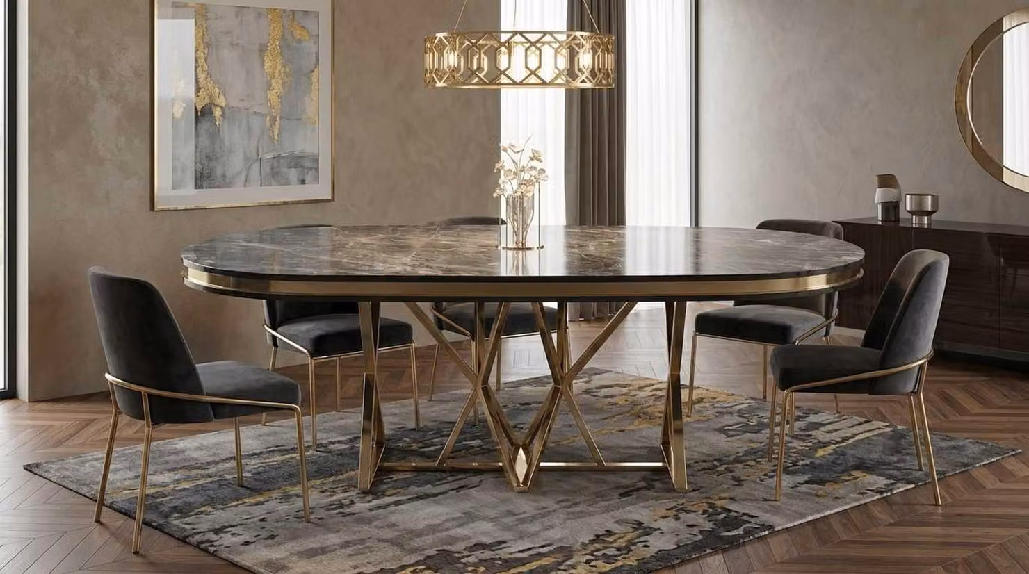 Esstisch schwarz bequem praktisch Esszimmer komfortabel oval