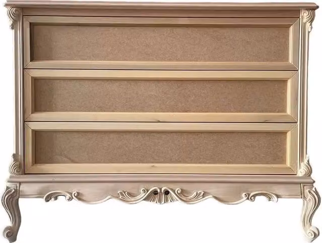 Cassettiera classica stile barocco con 3 cassetti in legno grezzo Mobili 2G L: 135 cm, P: 56 cm, H: 102 cm – 2