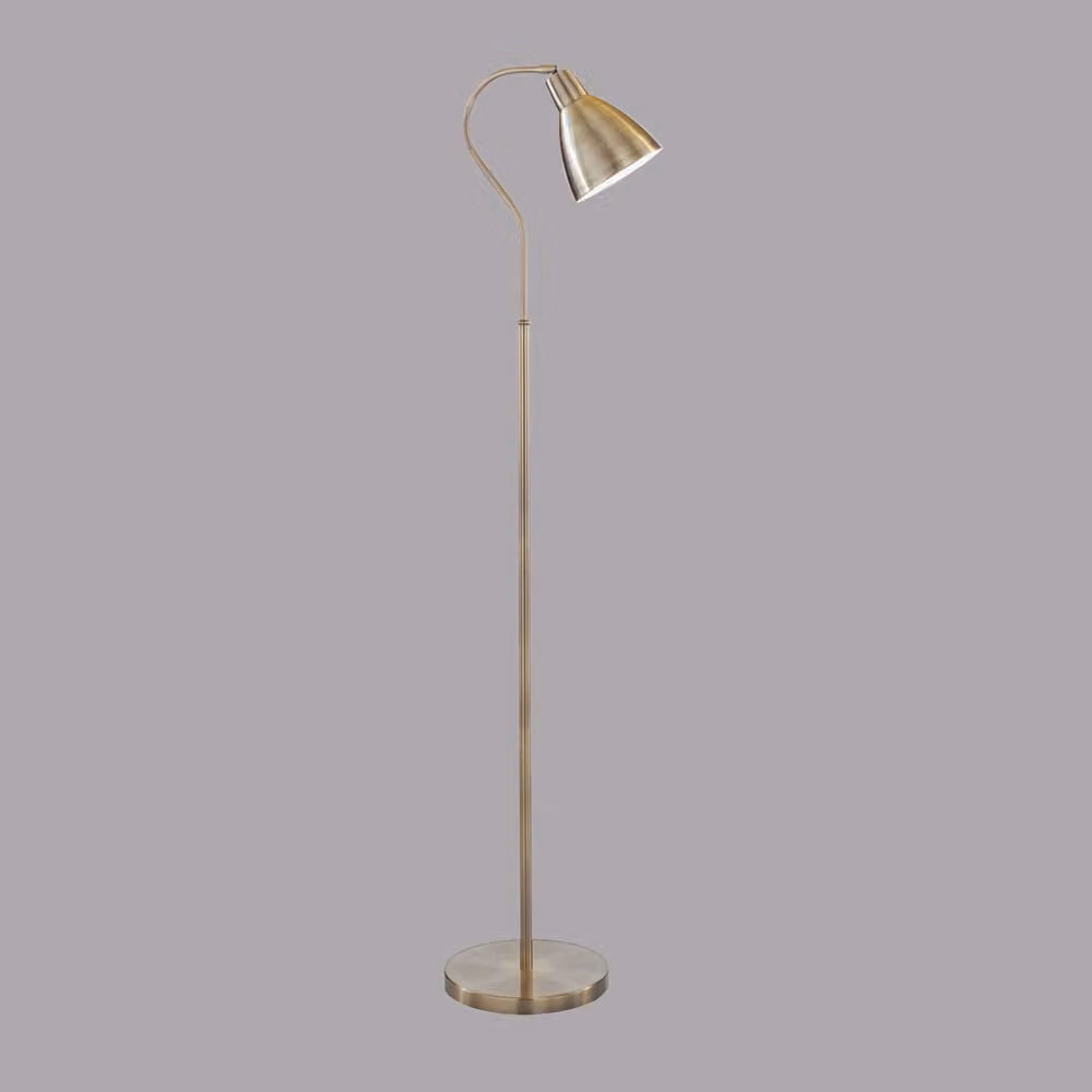 Lampada da terra, ottone antico, H 145 cm, regolabile