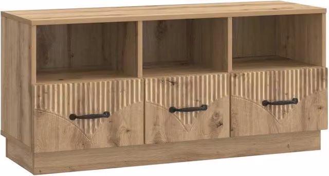 Credenza per TV Rovere Artigianale Marrone con Cassetto e Design Moderno L/P/H: 102 x 34,5 x 47 cm