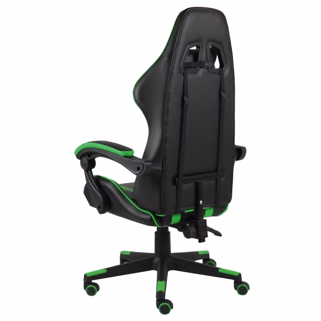 Sedia da Gaming vidaXL in Similpelle Nero e Verde con Poggiatesta e Ruote – 2