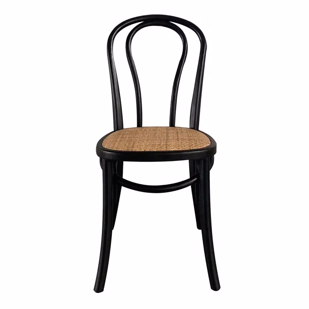 Sedia Akira LÚZETE in legno di betulla nera con sedile in rattan naturale per casa e ufficio – 2