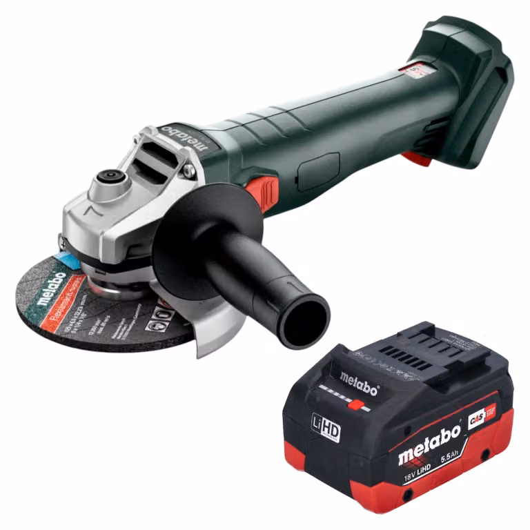 Smerigliatrice angolare a batteria Metabo W 18 7-125 18 V 125 mm + 1x batteria LiHD da 5,5 Ah - senza caricabatterie