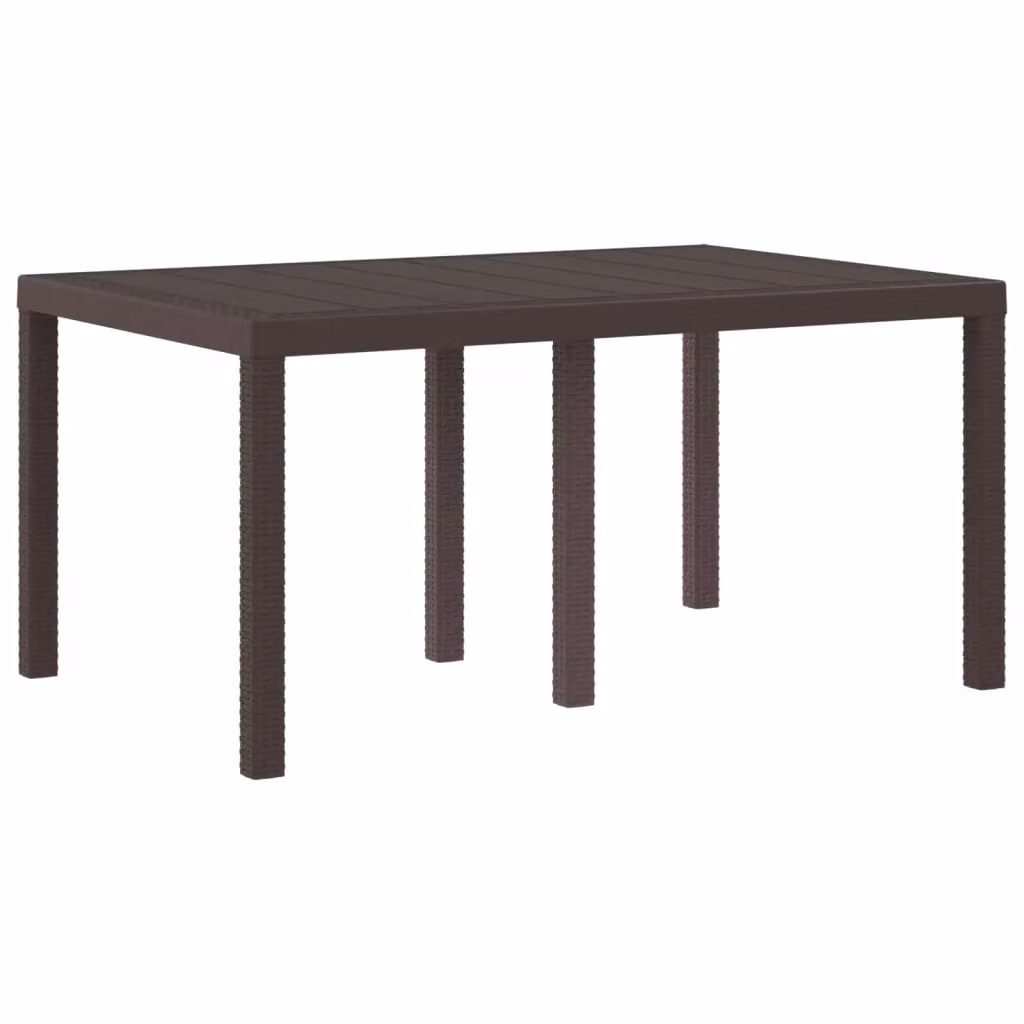 Tavolo da giardino rettangolare in polyrattan marrone e nero L: 150 cm, P: 100 cm, H: 73 cm – 2