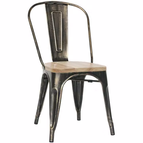 Sedia industrial con seduta in legno Mosca