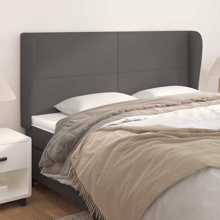 Testiera per letto vidaXL in similpelle grigia con design classico, L: 203 cm, P: 23 cm, H: 118/128 cm