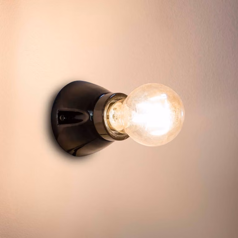 FARO BARCELONA Applique da parete Kera, dimmerabile, Nero, Soggiorno / Sala da pranzo, Ceramica, Moderno, Applique