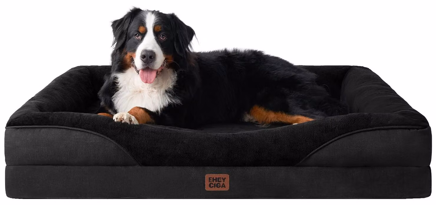 Cuccia ortopedica per cani, taglia XXL, realizzata in memory foam con 4 bordi, dimensioni 132x104x20 cm