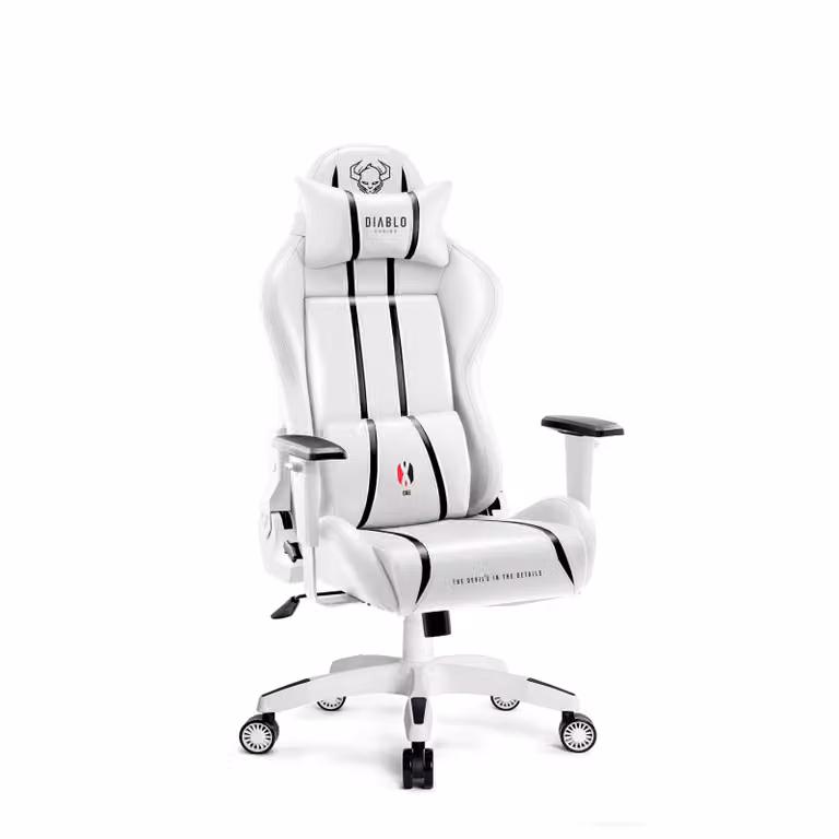 Diablo X-One 2.0 Gaming Chair Sedia da ufficio Sedia da scrivania Braccioli regolabili Design ergonomico Cuscino collo/glutei Bianco Piccolo