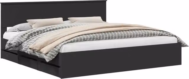 Letto matrimoniale | Letto per adulti | Struttura del letto Nero 200 x 200 cm Legno Ingegnerizzato