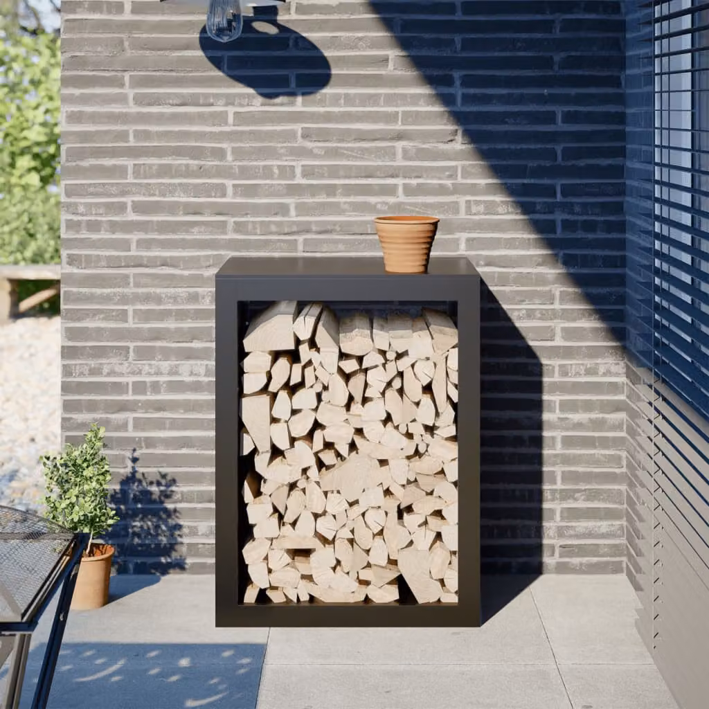 Rastrelliera per legna da ardere vidaXL in acciaio nero L 60 cm x P 40 cm x H 80 cm