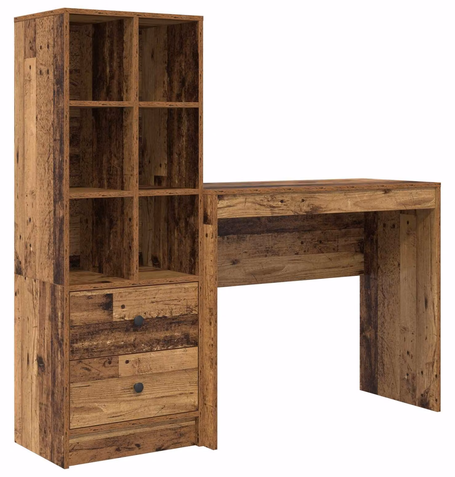 Scrivania con cassetto con lo scaffale 2 pcs Legno vecchio