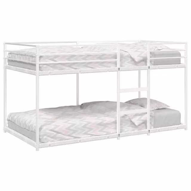 Letto a Castello senza Materasso-Struttura Letto a Castello Bianco 90x190 cm in Acciaio 925559