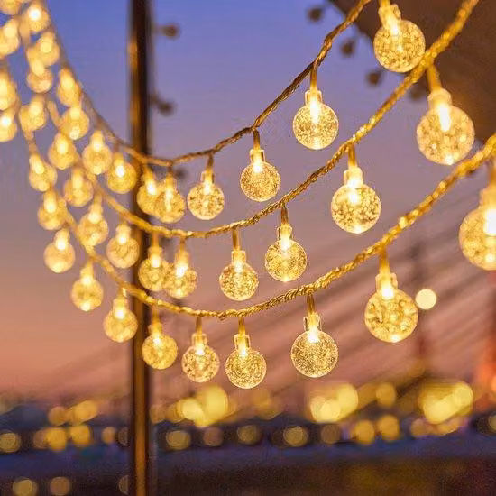 Piccola lampada d'atmosfera a LED con sfera di cristallo, 3 metri, USB, 2 pezzi, piccola, bianca, sempre luminosa