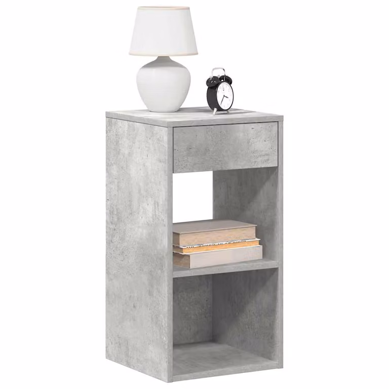 Set di 2 comodini con cassetto vidaXL in stile moderno, colore grigio cemento, L 35 cm x P 34 cm x H 66,5 cm