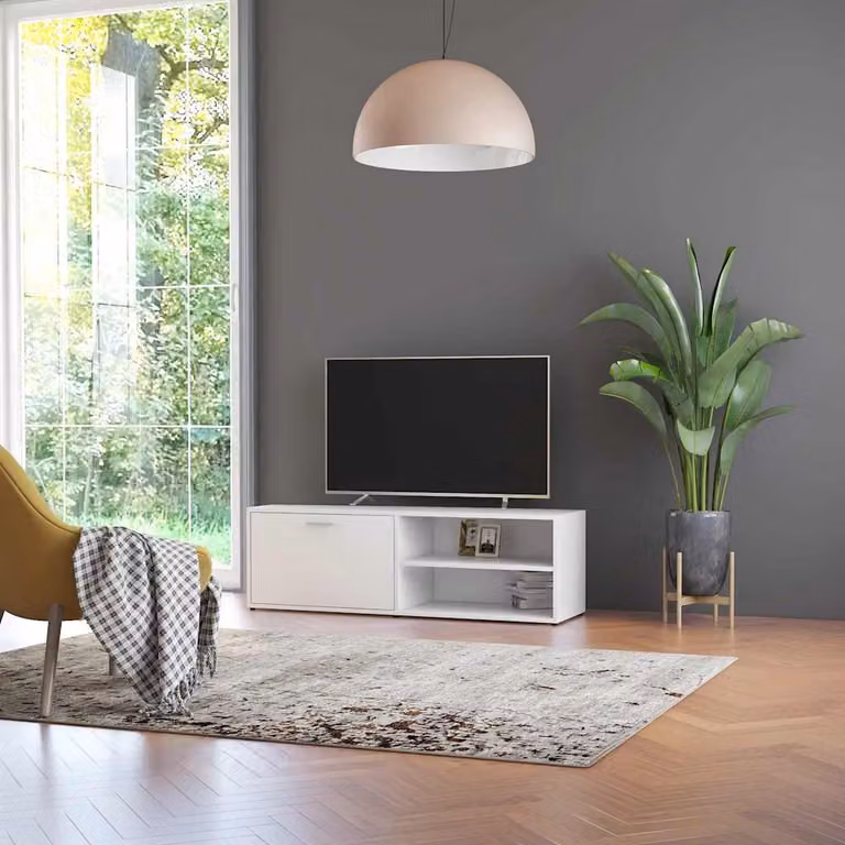 vidaXL Mobile Porta TV Moderno Bianco in Legno Multistrato L: 120 cm, P: 34 cm, H: 37 cm
